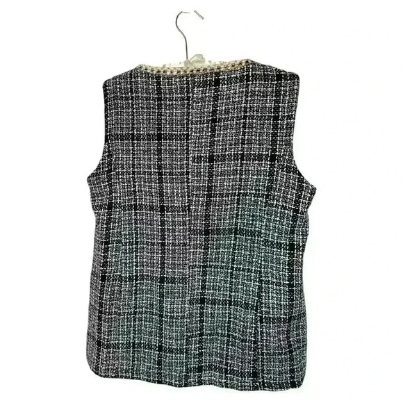 SHEIN Quiet Luxury Tweed Black White Gold Vest Designer Inspired, size 6 - Picture 2 of 5